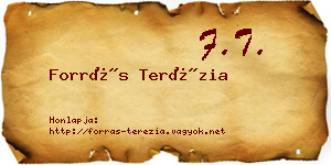 Forrás Terézia névjegykártya